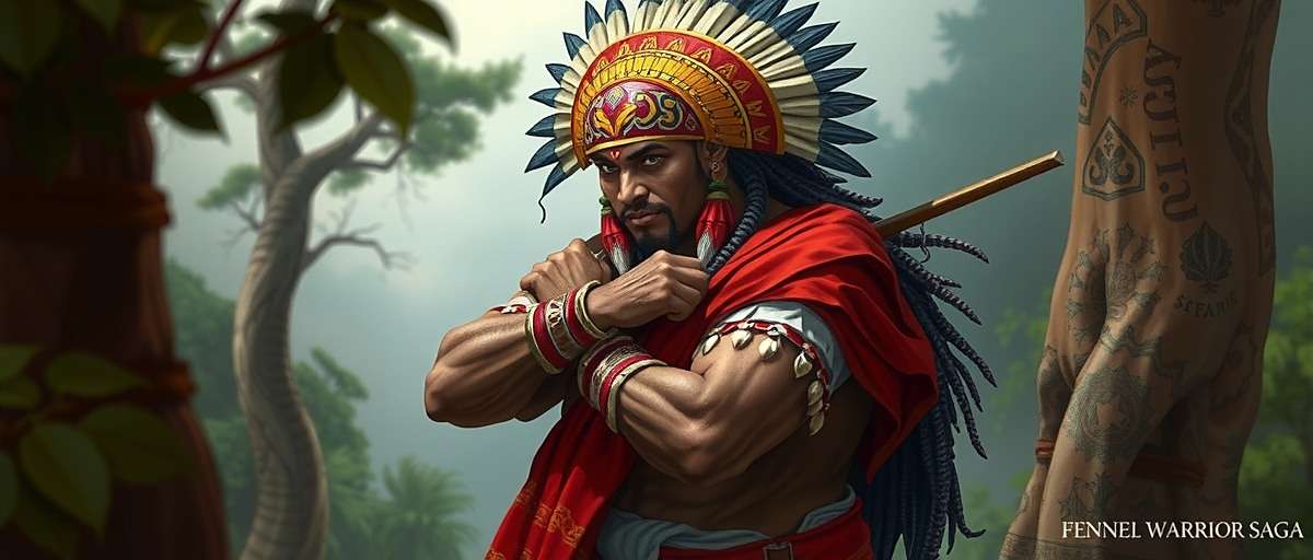 Fennel Warrior Saga 2024 Roadmap Concept Art Concept art for upcoming Fennel Warrior Saga Northeast Indian character wearing traditional Naga tribe clothing