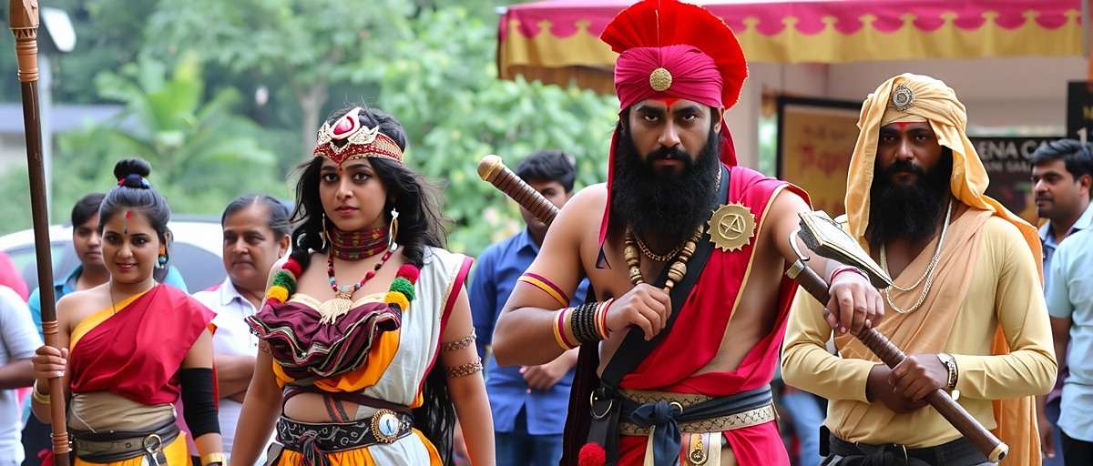 Fennel Warrior Saga Offline Meetup Fennel Warrior Saga community meetup in Mumbai with cosplayers dressed as Rajput Warrior and Vedic Sage
